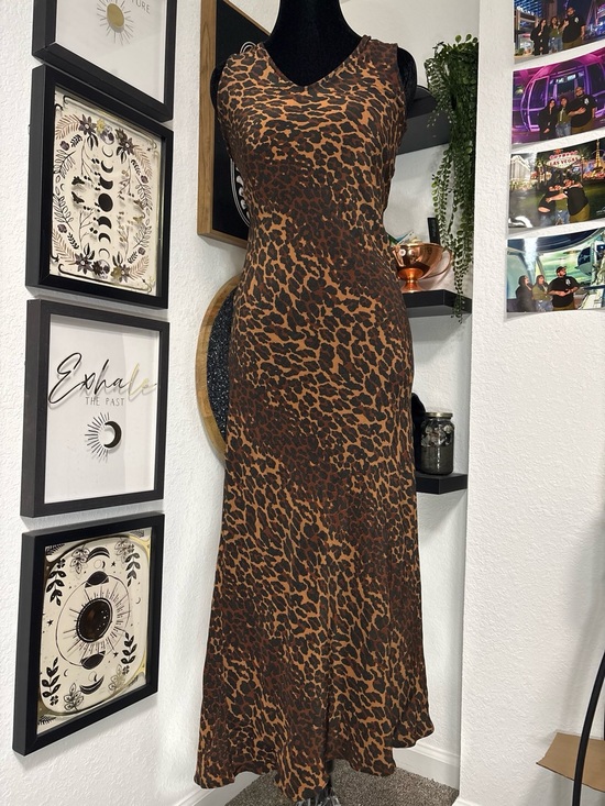 Betsey Johnson Dresses & Skirts - Rare 90s Vintage Betsey Johnson Leopard Print Slip Dress Maxi Bias Cut Size 6